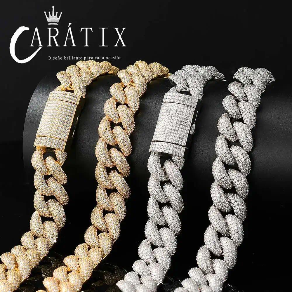 CARÁTIX - 14MM Rapper Mens  Luxury 5A CZ Miami Cuban Necklace Silver Plated Cuban Link Chain Birthday Gift Jewelry Valentine's Day Gift for Men & Girls & Boys Mothers' Day Gift #Springtok