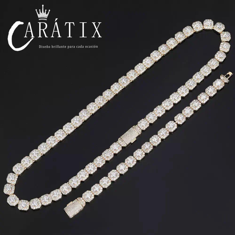 CARÁTIX - 10mm  Clustered Tennis Chain Necklace  Cubic Zircon Choker Necklaces Valentine's Day Gift for Men & Girls & Boys Mothers' Day Gift #Springtok