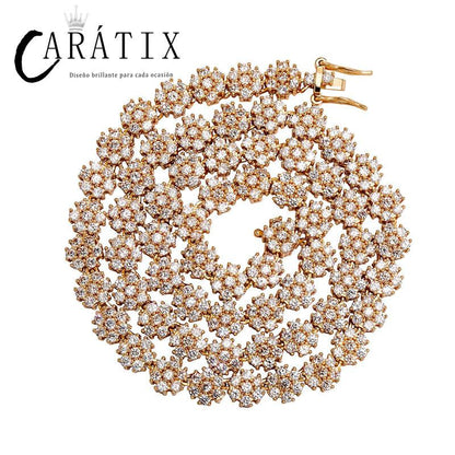 CARÁTIX Flower Tennis Chain | Iced Out Hip Hop Necklace for Men & Women