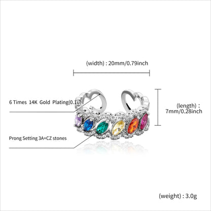 Vintage Marquise Cut Colorful Ring | Hollow-Out Retro Band | Caratix