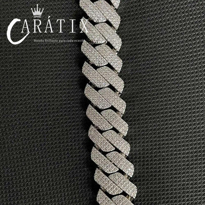 CARÁTIX 25mm Iced Out Cuban Link Chain Necklace – CZ Prong Set Thick Hip Hop Bling Jewelry for Men | Rapper Gift