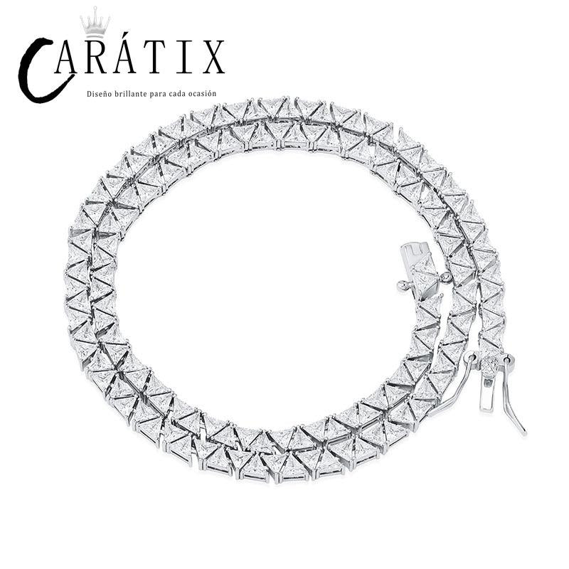 CARÁTIX - Hip Hop Claw Set Triangle CZ Stone Bling Iced Out Tennis Link Chain Chokers Necklaces for Men Women Unisex Rapper Jewelry Gift Valentine's Day Gift for Men & Girls & Boys Mothers' Day Gift #Springtok
