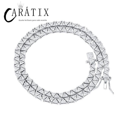 CARÁTIX - Hip Hop Claw Set Triangle CZ Stone Bling Iced Out Tennis Link Chain Chokers Necklaces for Men Women Unisex Rapper Jewelry Gift Valentine's Day Gift for Men & Girls & Boys Mothers' Day Gift #Springtok