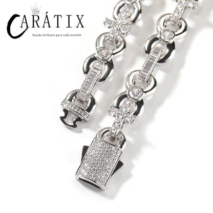 CARÁTIX Infinity Cross 8-Shape Link Chain Choker Necklace – Iced Out CZ Hip Hop Jewelry for Men & Women