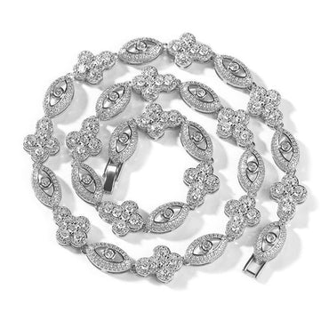 CARÁTIX Eyes & Cross Link Chain | 5A+ CZ Iced Out Hip Hop Bracelet Necklace for Men - CaratixJewelry