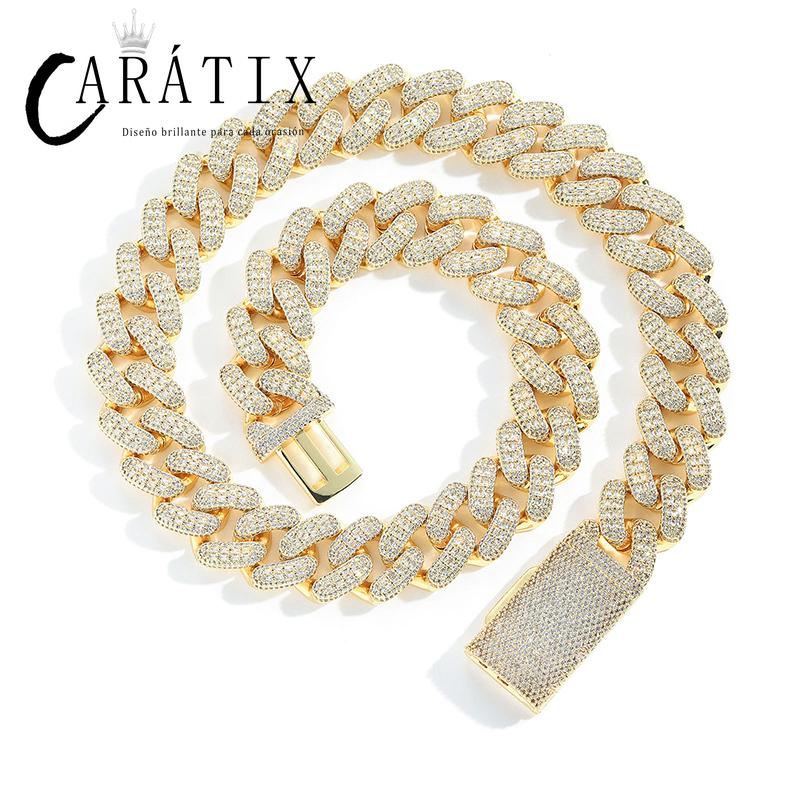 CARÁTIX 20mm Full CZ Cuban Chain Set | 5A+ Iced Out Hip Hop Necklace & Bracelet for Men