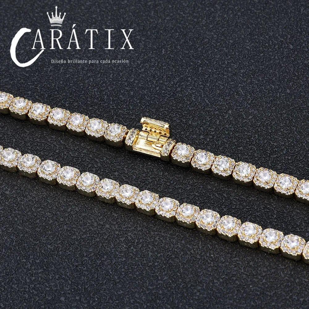 CARÁTIX - Women's Jewelry Bracelet Copper AAAAA Zircon 5mm Tennis Chain Gold/Silver Plated Flip Buckle Bracelet Valentine's Day Gift for Men & Girls & Boys Mothers' Day Gift #Springtok