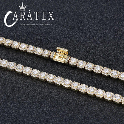 CARÁTIX - Women's Jewelry Bracelet Copper AAAAA Zircon 5mm Tennis Chain Gold/Silver Plated Flip Buckle Bracelet Valentine's Day Gift for Men & Girls & Boys Mothers' Day Gift #Springtok