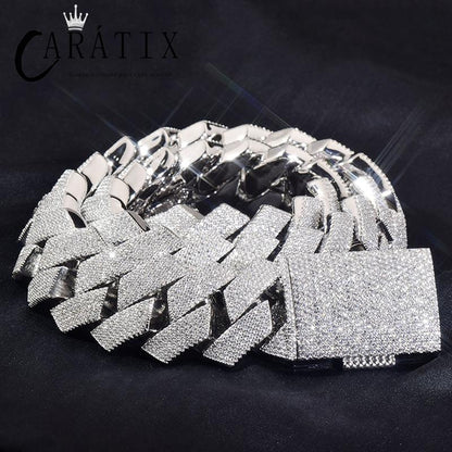 CARÁTIX 25mm/30mm Rhombus Cuban Link Chain Necklace – 5A+ CZ Iced Out Heavy Hip Hop Bling Jewelry for Men | Solid Rapper Gift