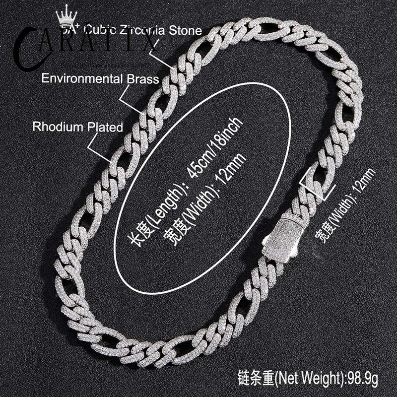 CARÁTIX 12mm 3:1 Cuban Chain | 2-Row CZ Iced Out Hip Hop Necklace for Men