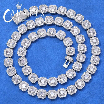 CARÁTIX - 10mm 12mm Men's Tennis Necklace Luxury Cube Zirconia Popular Personalized Women's Cluster Tennis Chain GiftValentine's Day Gift for Men & Girls & Boys Mothers' Day Gift #Springtok