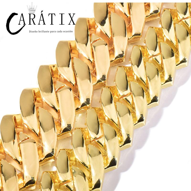 CARÁTIX 25mm/30mm Rhombus Cuban Link Chain Necklace – 5A+ CZ Iced Out Heavy Hip Hop Bling Jewelry for Men | Solid Rapper Gift