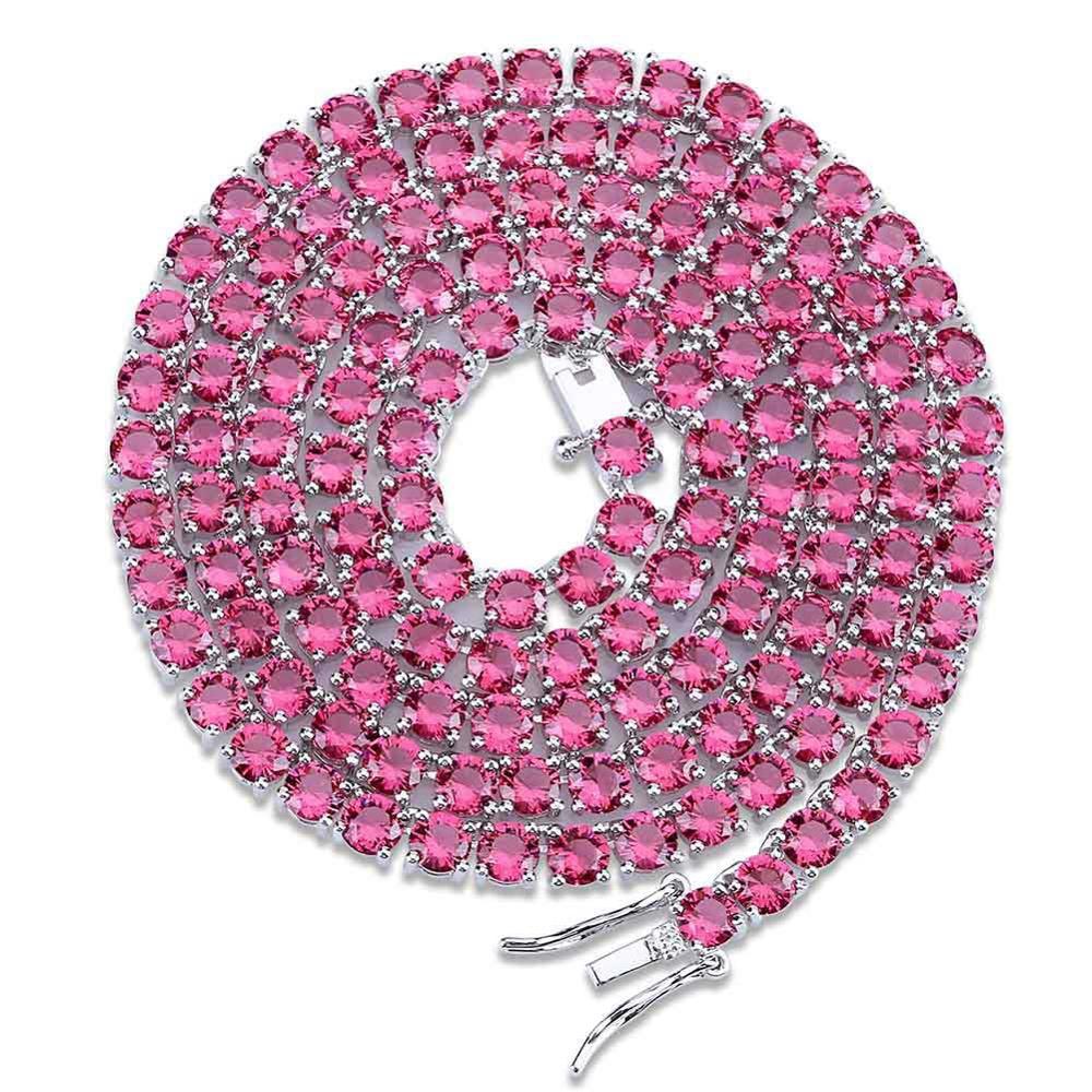 CARÁTIX Blue & Red CZ Tennis Chain | Iced Out Hip Hop Necklace for Men & Women