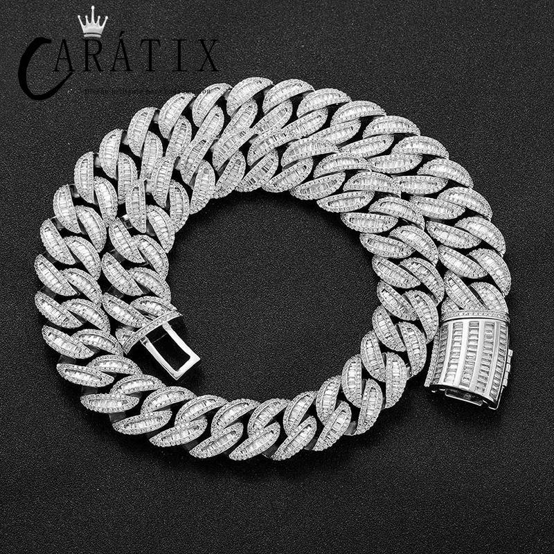 CARÁTIX 15mm / 20mm Iced Out Cuban Link Chain Necklace – 3A+ CZ Heavy Round Hip Hop Bling Jewelry for Men | Rapper Gift