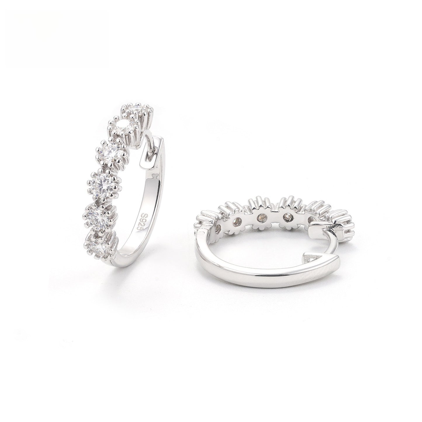 Medium Moissanite Hoop Earrings S925 Silver | 25mm D VVS1 Iced Out Hoops | Caratix