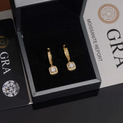 S925 Silver Moissanite Square Bag Design Hoop Earrings - CaratixJewelry