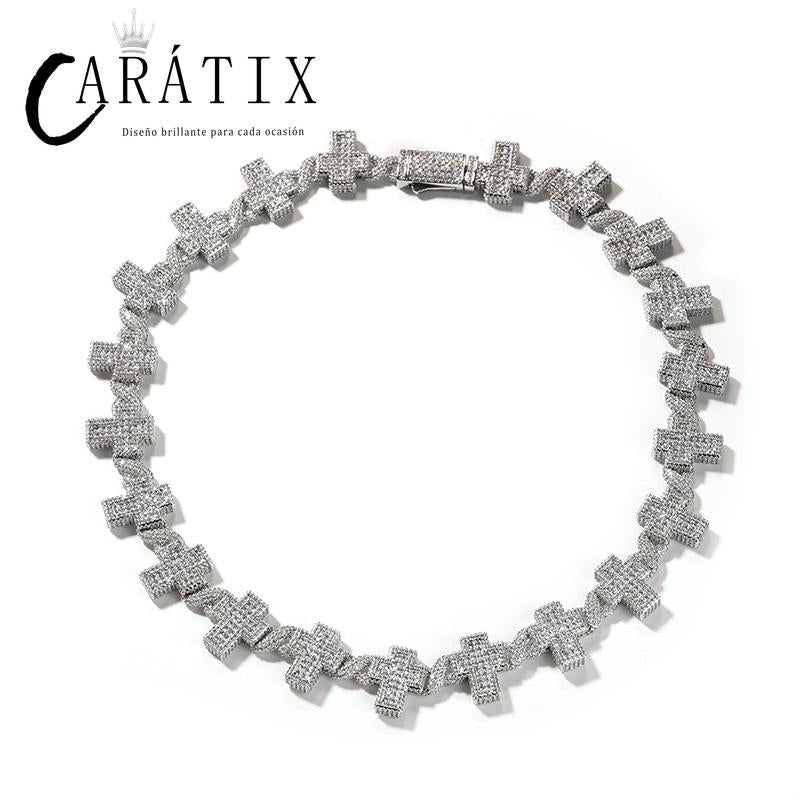 CARÁTIX Infinity Cross Link Chain Necklace – 5A+ CZ Iced Out Hip Hop Bling Jewelry for Men | Gold & Silver Rapper Gift