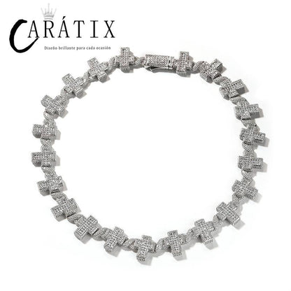 CARÁTIX Infinity Cross Link Chain Necklace – 5A+ CZ Iced Out Hip Hop Bling Jewelry for Men | Gold & Silver Rapper Gift