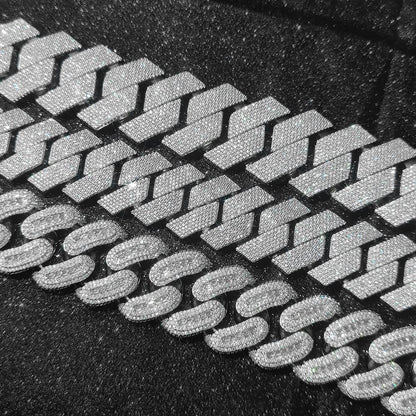 CARÁTIX 29mm Rectangle CZ Cuban Chain | Bling Zircon Hip Hop Necklace for Men