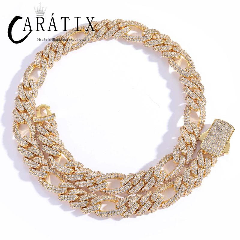 CARÁTIX 12mm 3:1 Cuban Chain | 2-Row CZ Iced Out Hip Hop Necklace for Men