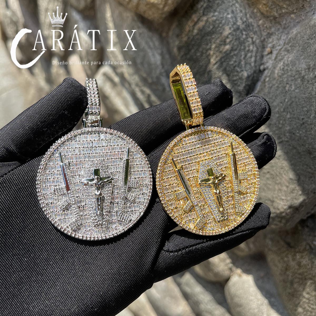 CARÁTIX -Solid Back Necklace Iced Out Pendant Gun Jesus Big Circle Charms Real  Hip Hop Jewelry 2025 Trend Valentine's Day Gift for Men & Girls & Boys Mothers' Day Gift #Springtok