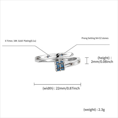 Luxury Blue Zirconia Nail Ring | Heavyweight Open Band Jewelry | Caratix