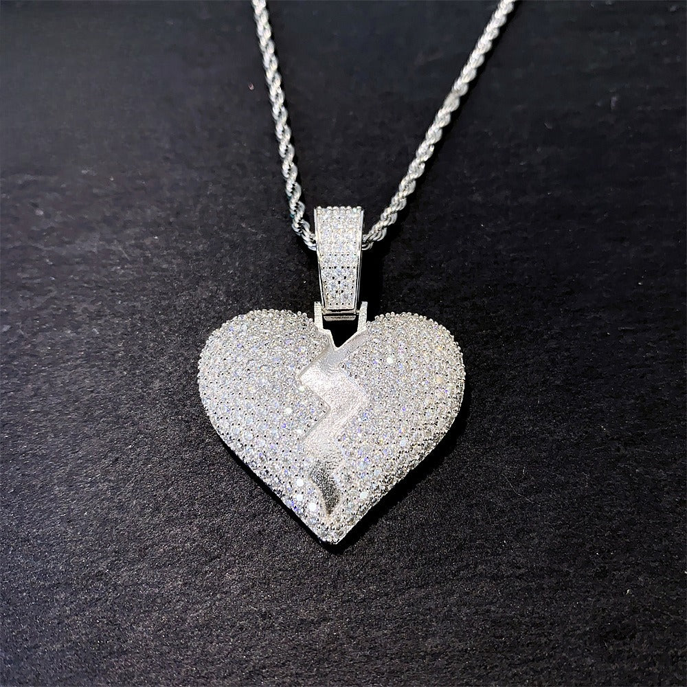 Iced Out Heart Pendant | Men's Gold Plated Hip Hop Heart Charm | Caratix