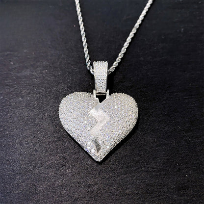 Iced Out Heart Pendant | Men's Gold Plated Hip Hop Heart Charm | Caratix