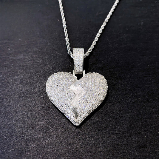 Iced Out Heart Pendant | Men's Gold Plated Hip Hop Heart Charm | Caratix