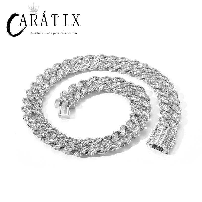 CARÁTIX 15mm / 20mm Iced Out Cuban Link Chain Necklace – 3A+ CZ Heavy Round Hip Hop Bling Jewelry for Men | Rapper Gift