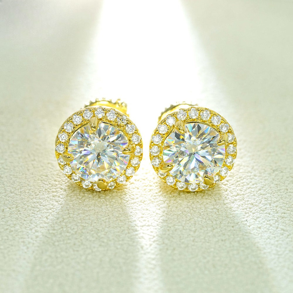 6.5mm 1ct Moissanite Stud Earrings S925 Silver | D Color VVS1 Diamond Tester | Caratix