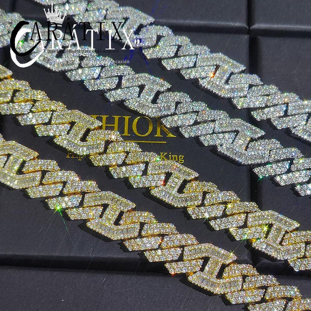 CARÁTIX Chunky Rhombus Cuban Link Chain Necklace – Micro Pave Iced Out Zircon Pig Nose Hip Hop Jewelry for Men & Women | Gift