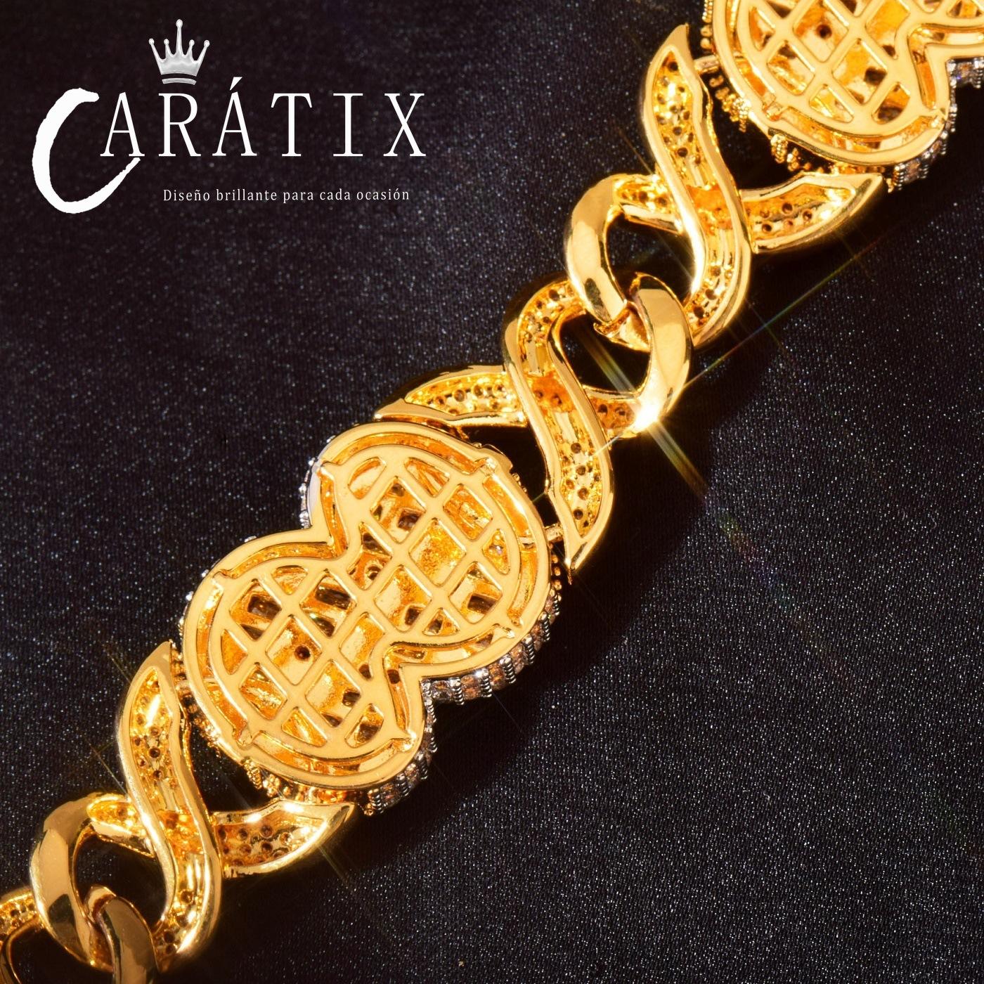 CARÁTIX Infinite Golden Chain Necklace – Iced Out Hip Hop Chino Link Jewelry for Men | Versatile Multi-Size Design