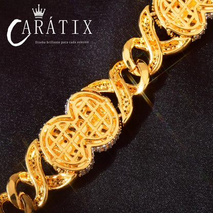 CARÁTIX Infinite Golden Chain Necklace – Iced Out Hip Hop Chino Link Jewelry for Men | Versatile Multi-Size Design
