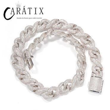 CARÁTIX Infinity 8 Shape Cuban Link Chain Necklace – 3A+ CZ Iced Out Hip Hop Bling Jewelry for Men | Solid Rapper Gift - CaratixJewelry