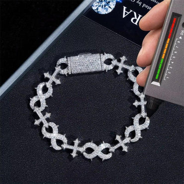 13mm D-Color Moissanite Cross Cuban Link | S925 Silver Jewelry - CaratixJewelry