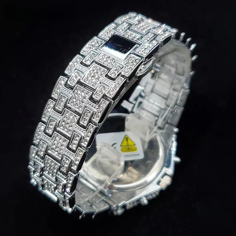 Luxury Full Iced Bright Zircon Men's Watch | Hip Hop Quartz Wristwatch | Waterproof Luminous Reloj Hombre | Caratix - CaratixJewelry