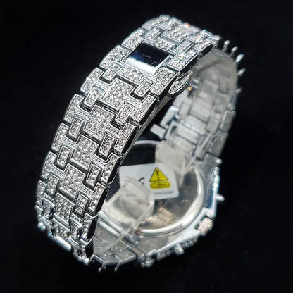 Luxury Full Iced Bright Zircon Men's Watch | Hip Hop Quartz Wristwatch | Waterproof Luminous Reloj Hombre | Caratix - CaratixJewelry