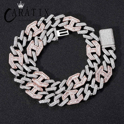 CARÁTIX 15mm Pig Nose Cuban Link Chain Necklace – AAA+ CZ Iced Out Hip Hop Bling Jewelry for Men | Rapper Gift