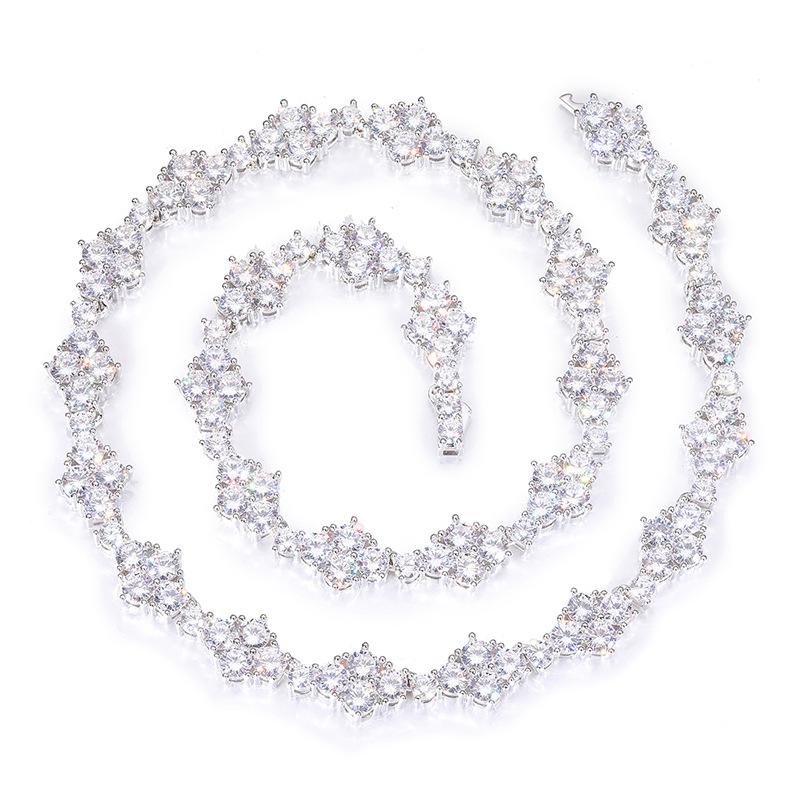 CARÁTIX - 12mm wide Hip Hop 5A+ CZ Stone Bling Iced Out Flower Tennis Link Chain Necklaces for Men Women Rapper Jewelry  Valentine's Day Gift for Men & Girls & Boys Mothers' Day Gift #Springtok