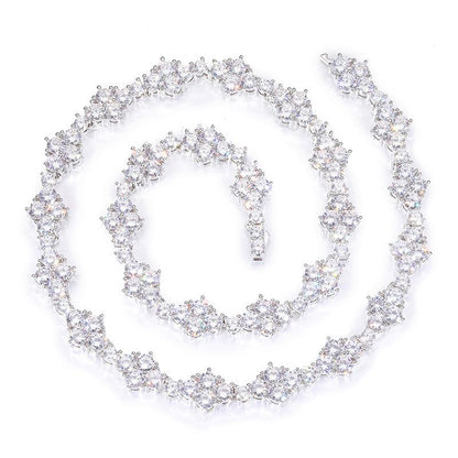 CARÁTIX - 12mm wide Hip Hop 5A+ CZ Stone Bling Iced Out Flower Tennis Link Chain Necklaces for Men Women Rapper Jewelry  Valentine's Day Gift for Men & Girls & Boys Mothers' Day Gift #Springtok