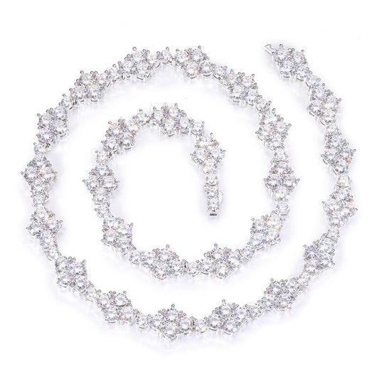 CARÁTIX - 12mm wide Hip Hop 5A+ CZ Stone Bling Iced Out Flower Tennis Link Chain Necklaces for Men Women Rapper Jewelry  Valentine's Day Gift for Men & Girls & Boys Mothers' Day Gift #Springtok