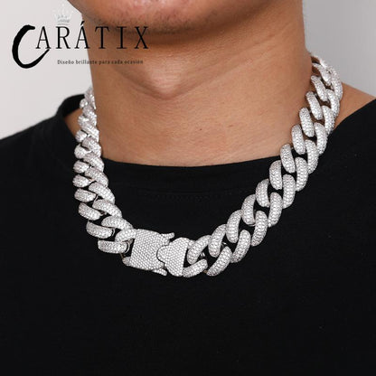 CARÁTIX 20mm Iced Out Cuban Miami Link Chain | CZ Bling Hip Hop Necklace for Men
