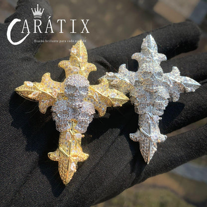 CARÁTIX Hip Hop Skull Cross Pendant Necklace – Iced Out CZ Jewelry for Men & Women
