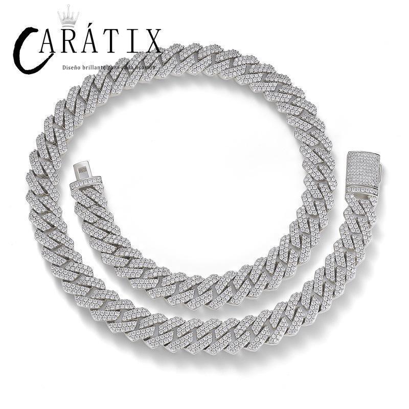 CARÁTIX 14mm Square Cuban Link Chain Necklace – 5A CZ Iced Out Hip Hop Bling Jewelry for Men | Solid Rapper Gift - CaratixJewelry