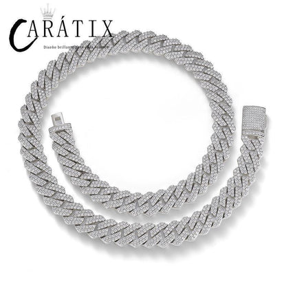 CARÁTIX 14mm Square Cuban Link Chain Necklace – 5A CZ Iced Out Hip Hop Bling Jewelry for Men | Solid Rapper Gift - CaratixJewelry