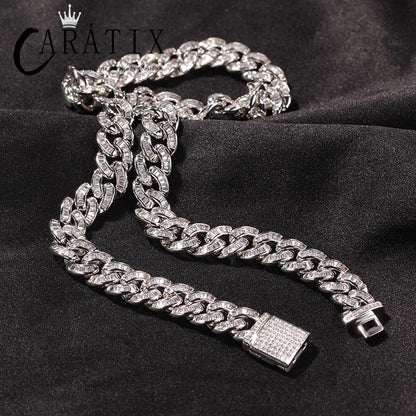 CARÁTIX 10mm Square CZ Cuban Chain | Iced Out Hip Hop Necklace for Men