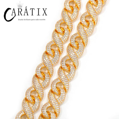 CARÁTIX Infinity 8 Shape Cuban Link Chain Necklace – 3A+ CZ Iced Out Hip Hop Bling Jewelry for Men | Solid Rapper Gift