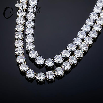 CARÁTIX - Hip Hop Claw Setting Round CZ Stone Bling Iced Out 10mm Tennis Link Chain Chokers Necklaces for Men Women Unisex Rapper Jewelry Valentine's Day Gift for Men & Girls & Boys Mothers' Day Gift #Springtok
