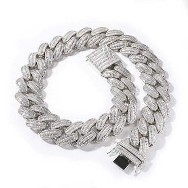 CARÁTIX 40mm Button Ladder Cuban Link Chain Necklace – Inlaid Zircon Hip Hop Bling Jewelry for Men | Multi-Size Copper Design - CaratixJewelry